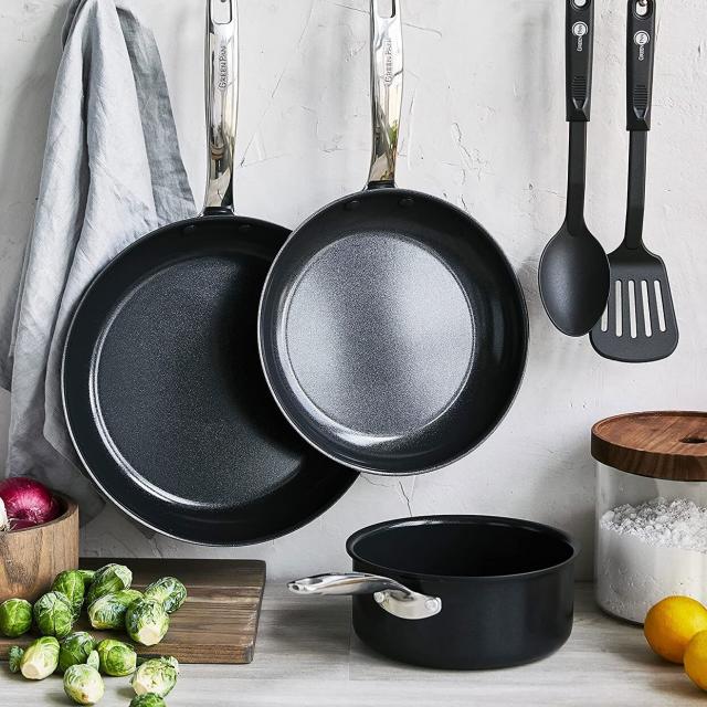 KitchenAid Hard Anodized Nonstick 8-Piece Cookware Set in Midnight