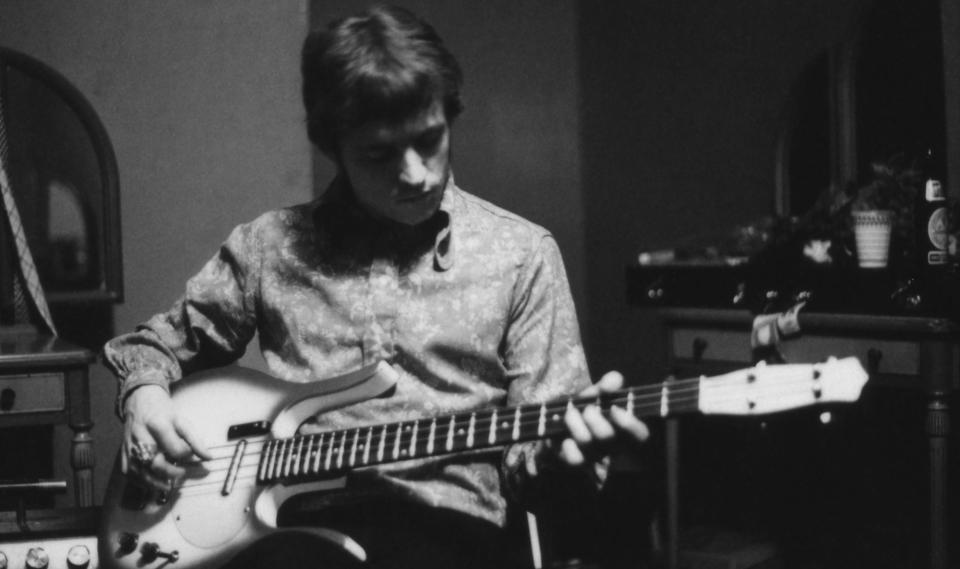 Jack Bruce, pictured playing a Danelectro Longhorn bass at Atlantic Recording Studios in New York City on April 5, 1967