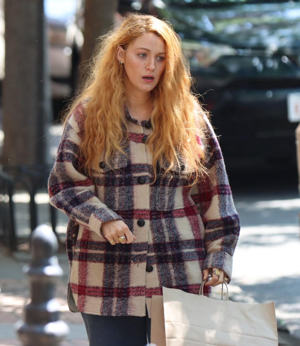 hoboken, nj may 18 blake lively is seen on the set of it ends with us on may 18, 2023 in hoboken, new jersey photo by nancy riverabauer griffingc images