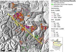 Copper Geochemical Anomalies Map at the Thorn Project