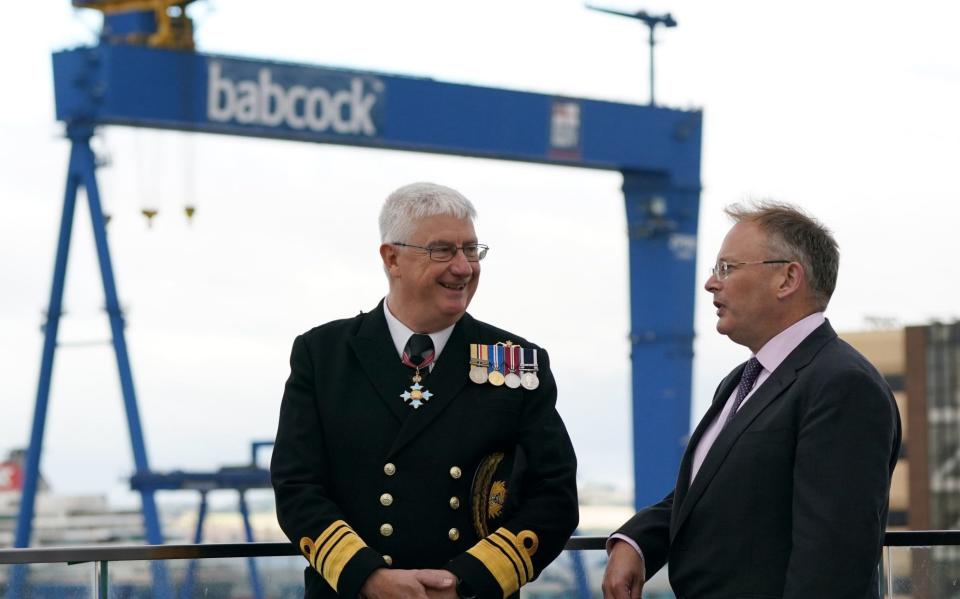 Babcock CEO David Lockwood alongside Vice Admiral Chris Gardner - Andrew Milliga/PA Wire