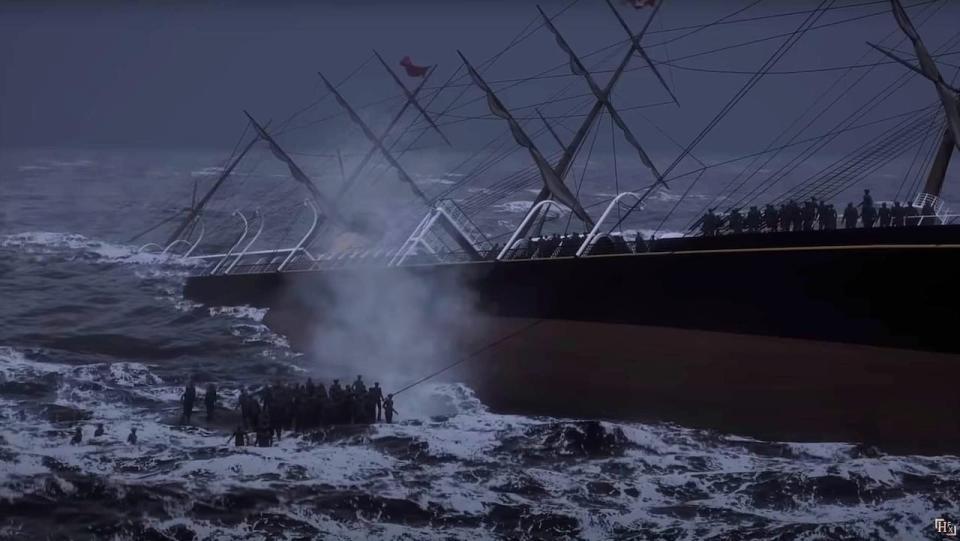 Many of Lynskey's videos feature realistic animations of historical events. The SS Atlantic is seen here foundering on the rocks off Prospect, N.S.