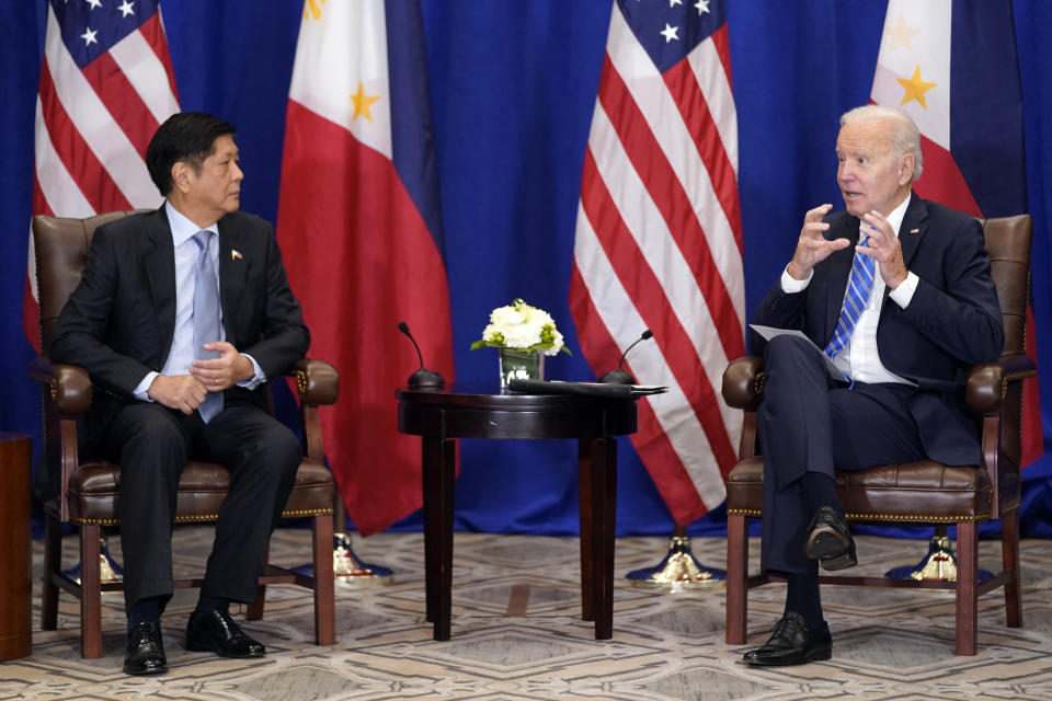 President Joe Biden meets with Philippine President Ferdinand Marcos Jr., Thursday, Sept. 22, 2022, in New York. (AP Photo/Evan Vucci)