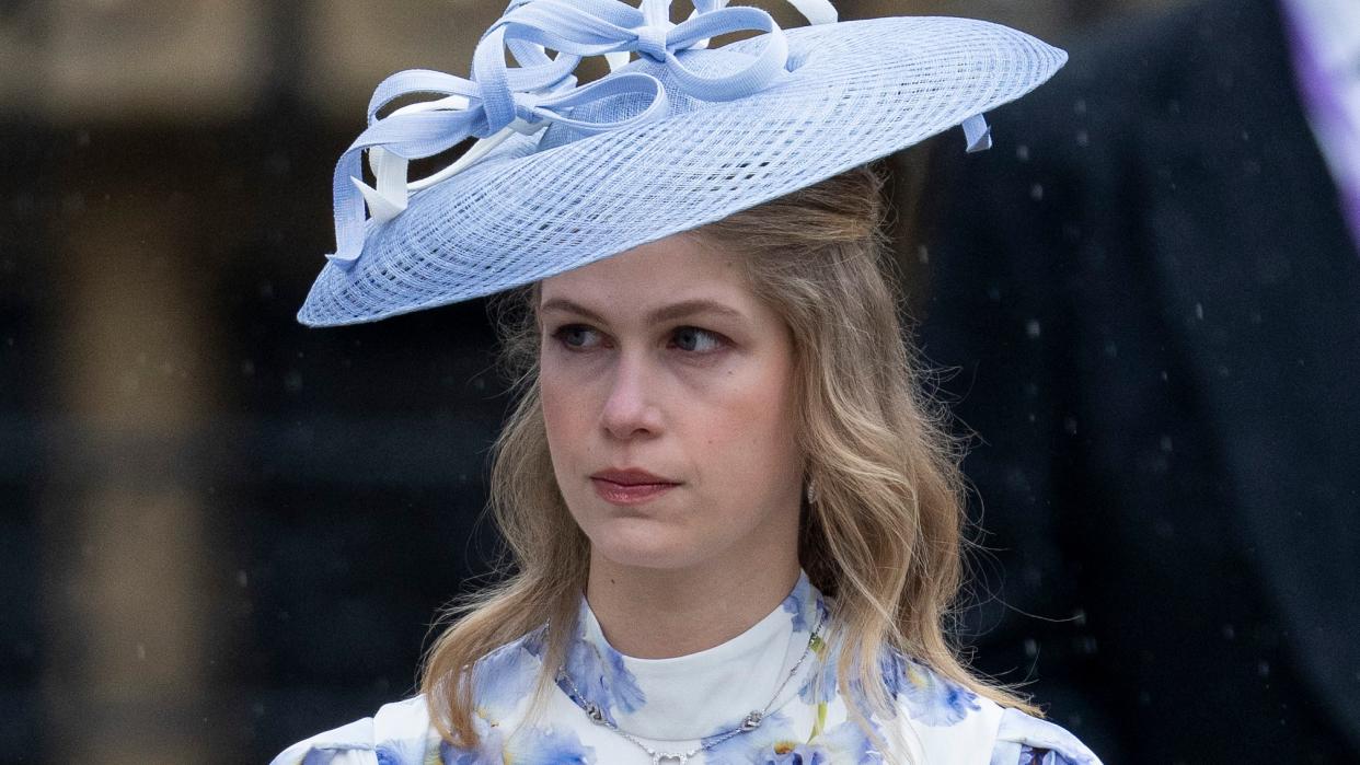  The sign Lady Louise Windsor didn't feel left out explained. Seen here is Lady Louise at Westminster Abbey during the Coronation of King Charles III and Queen Camilla. 