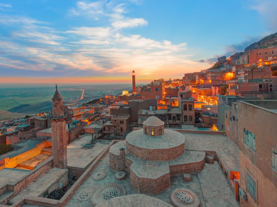 Mardin old town at dusk in Turkey