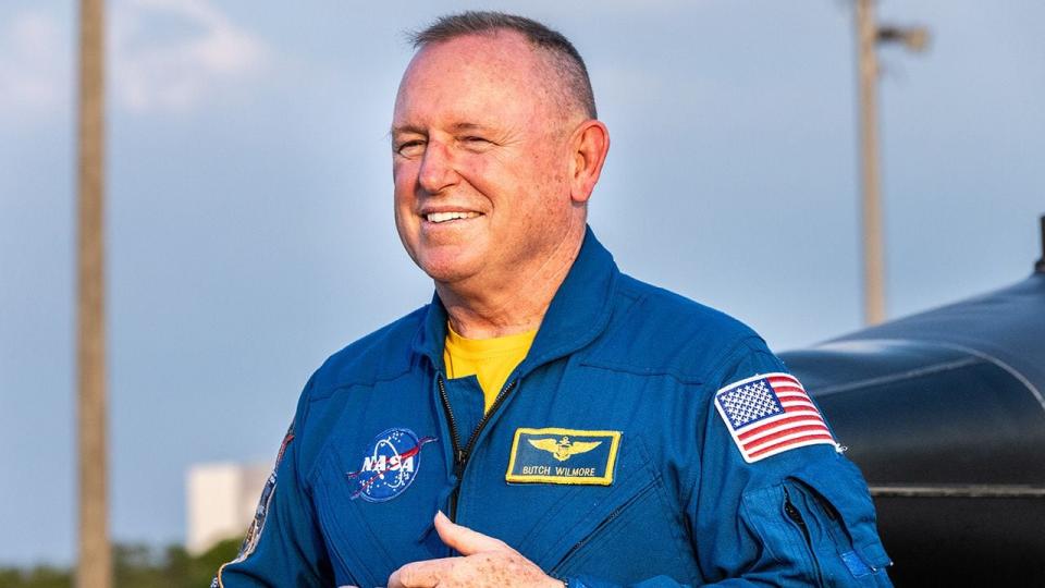 NASA astronaut Butch Wilmore poses for photos during his arrival back at the Launch and Landing Facility at the agency’s Kennedy Space Center in Florida on Tuesday, May 28, 2024, ahead of NASA’s Boeing Crew Flight Test. The first launch attempt on May 6 was scrubbed. As part of the agency’s Commercial Crew Program, Wilmore and fellow crew member Suni Williams are the first to launch to the International Space Station aboard Boeing’s Starliner spacecraft atop a United Launch Alliance Atlas V rocket from Space Launch Complex-41 at nearby Cape Canaveral Space Force Station.