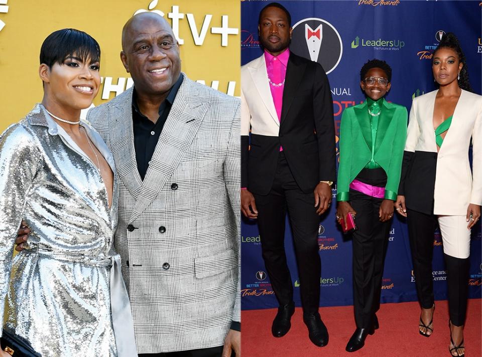 EJ Johnson, Magic Johnson, Dwyane Wade, Gabrielle Union, Zaya Wade