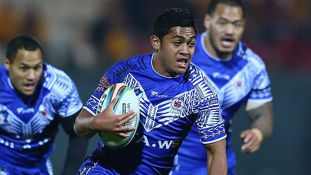 Milford tears up for Samoa. Pic: Getty