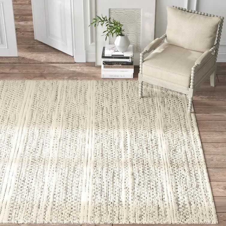 Sylvie Handmade Flatweave Wool Cream Rug