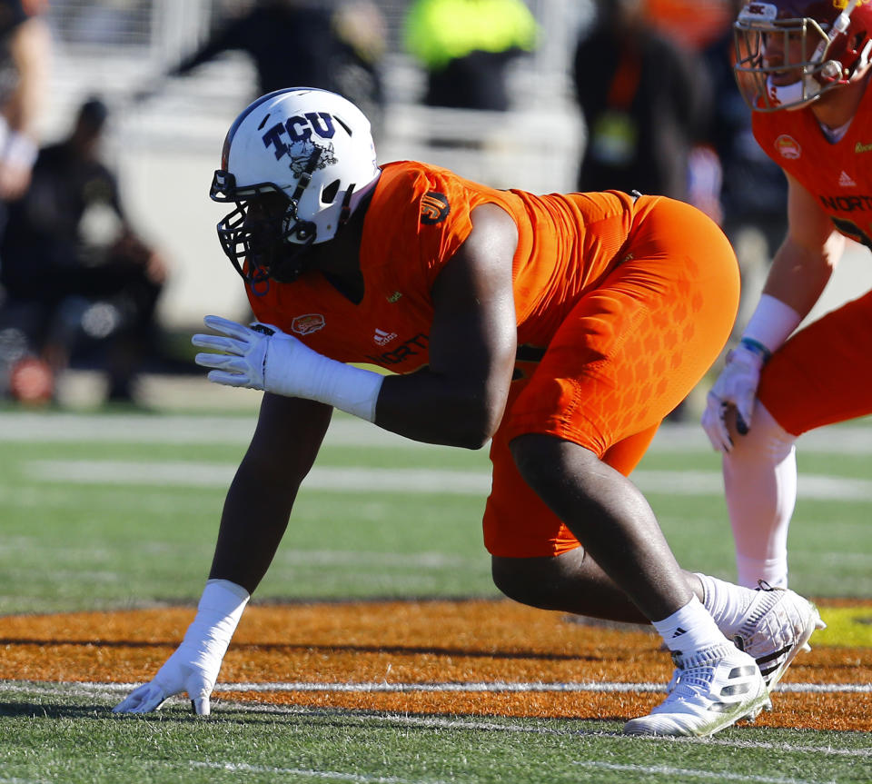 TCU defensive L.J. Collier at the Senior Bowl (AP Photo)