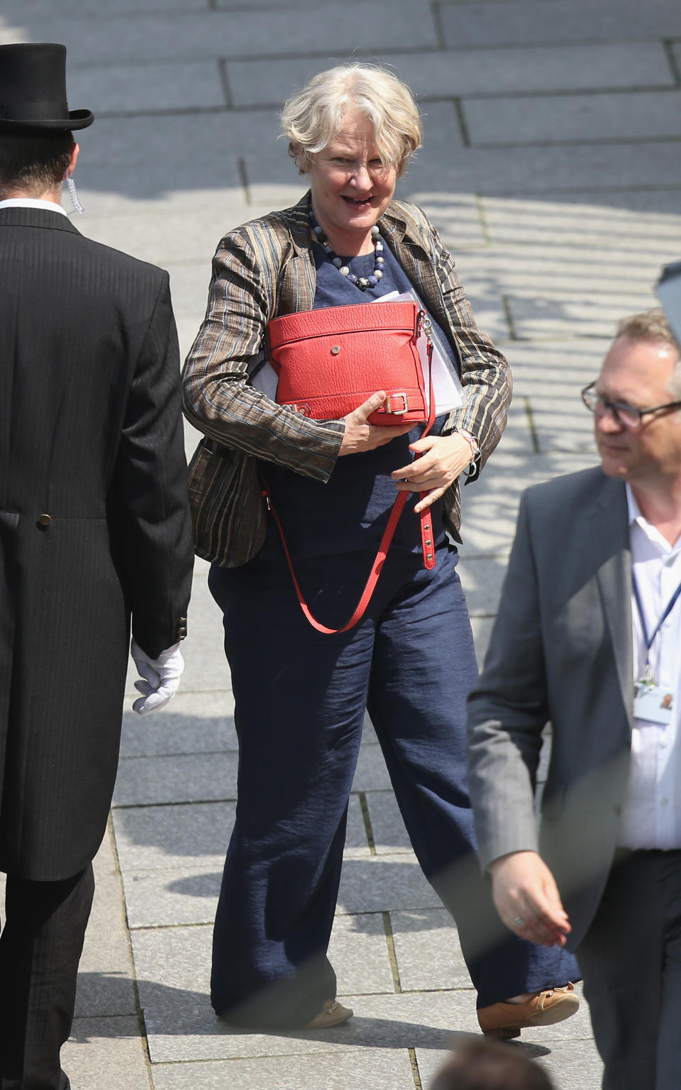 DRESDEN, GERMANY - JUNE 09: British Labour MP Helen Goodman arrives at the Hotel Taschenbergpalais Kempinski Dresden for the 2016 Bilderberg Group conference on June 9, 2016 in Dresden, Germany. The Taschenbergpalais is hosting the 2016 Bilderberg Group gathering that will bring together 130 leading international players from politics, industry, finance, academia and media to discuss globally-relevant issues from today until June 12. A wide spectrum of groups have announced protests to be held nearby. Critics charge the secretive nature of the Bilderberg Group annual meetings is undemocratic.  (Photo by Sean Gallup/Getty Images)