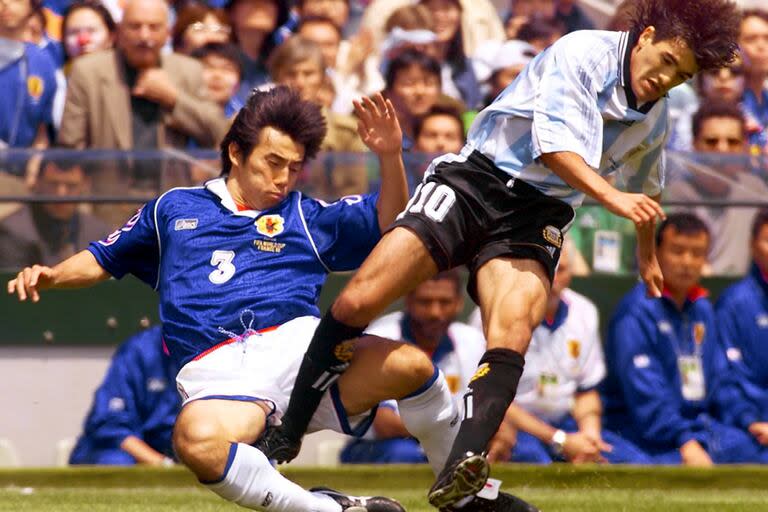 Ariel Ortega durante el Mundil de Francia 98. El Burrito disputó, además, las Copas del Mundo de Estados Unidos 94 y de Corea-Japón 2002