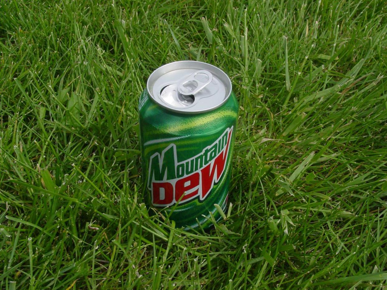 mountain dew in the grass