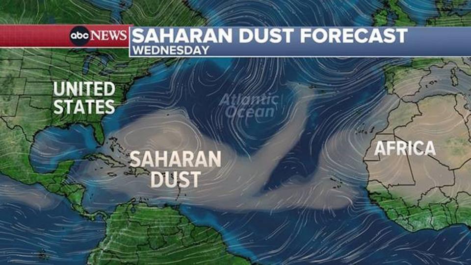 PHOTO: Saharan dust reached Miami on July 19 2023, traveling thousands of miles from Africa and across the Atlantic. (ABC News)