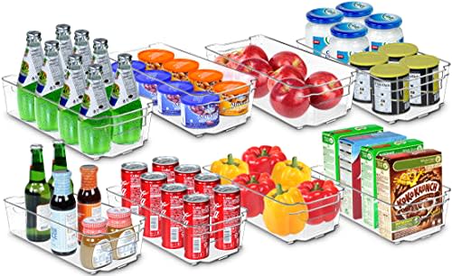 Utopia Home Pantry Organizer - Set of 8 Refrigerator Organizer Bins - Fridge Organizer for Freezers, Kitchen Countertops and Cabinets - BPA Free (Clear)