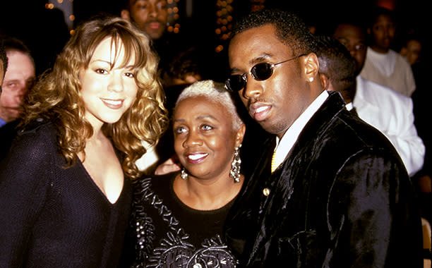 Sean "Puff Daddy" Combs With Mariah Carey and His Mother Janice Combs on November 4, 1996
