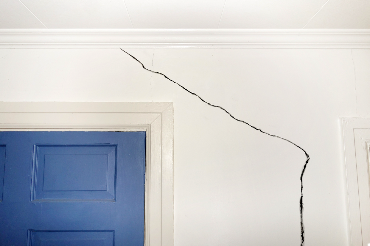 Large crack in a house wall