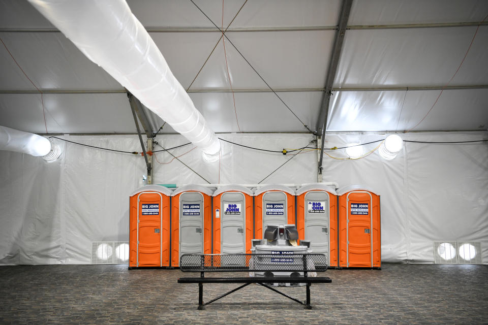 An interior area for housing migrants is seen during a tour of U.S. Customs and Border Protection (CBP) temporary facilities in Donna, Texas, U.S. May 2, 2019.  (Photo: Loren Elliott/Reuters)