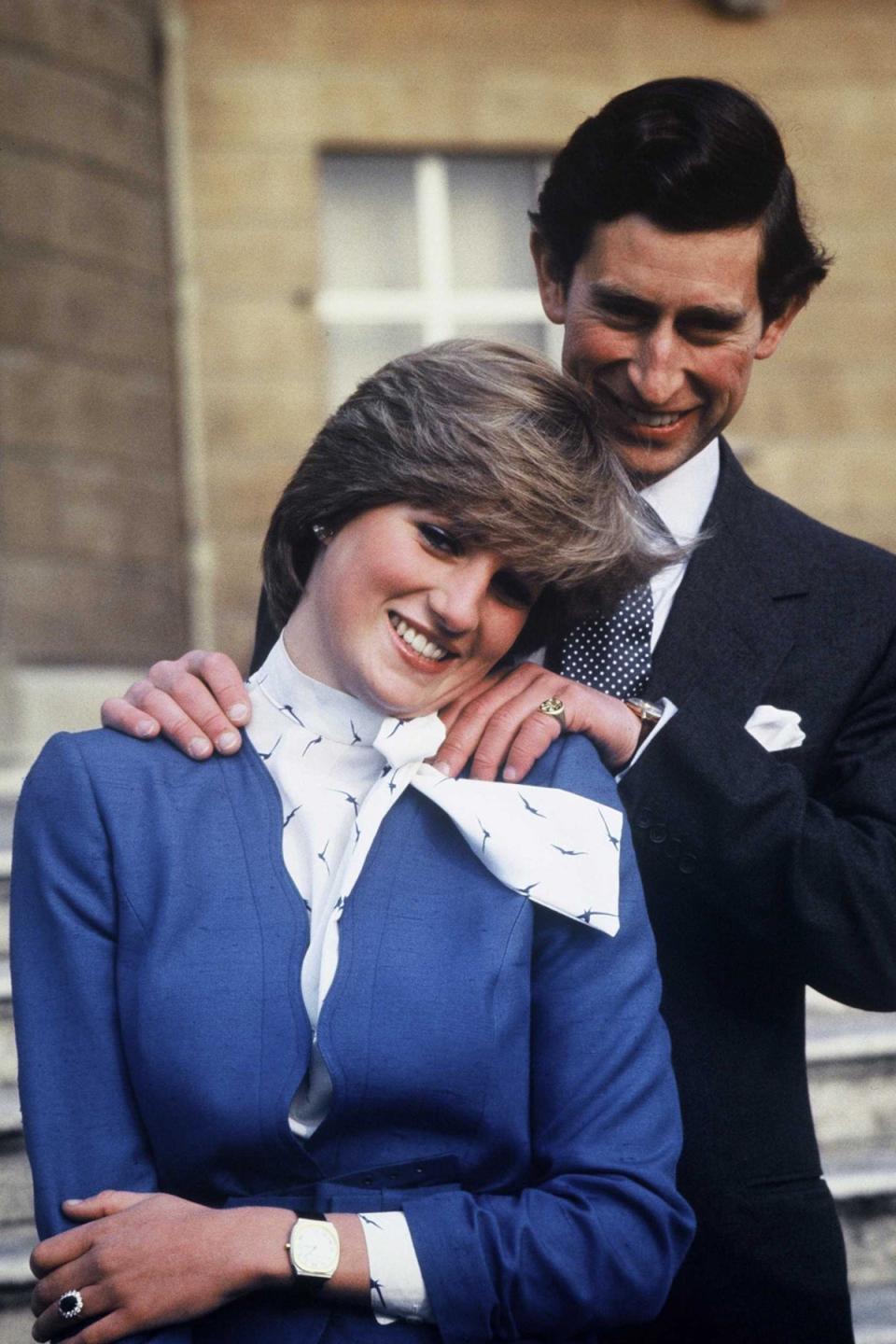 Prince Charles and Lady Diana Spencer (Diana, Princess of Wales) announce their engagement at Buckingham Palace in 1981 (Sipa Press/Rex)