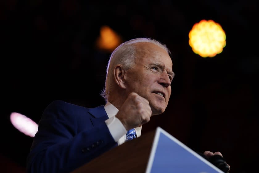 President-elect Joe Biden speaks at The Queen theater, Wednesday, Nov. 25, 2020, in Wilmington, Del. (AP Photo/Carolyn Kaster)