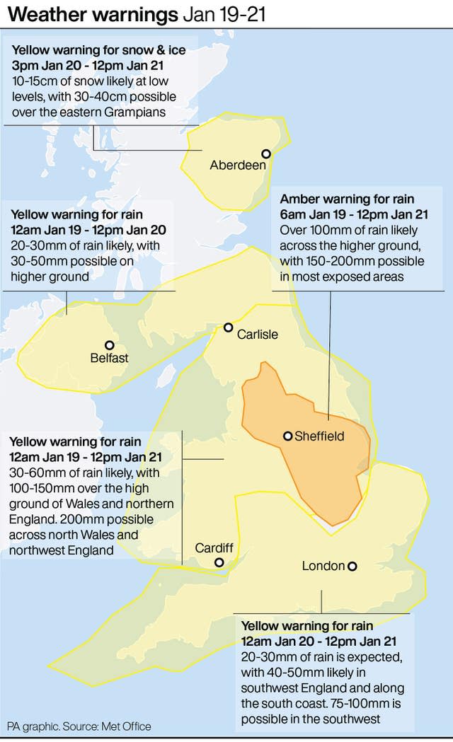 Weather warnings Jan 19-21