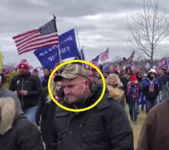 This photo of Mantua farmer Zeke Stecher appears in a prosecution memorandum urging imprisonment for his role in the January 2021 Capitol riot.