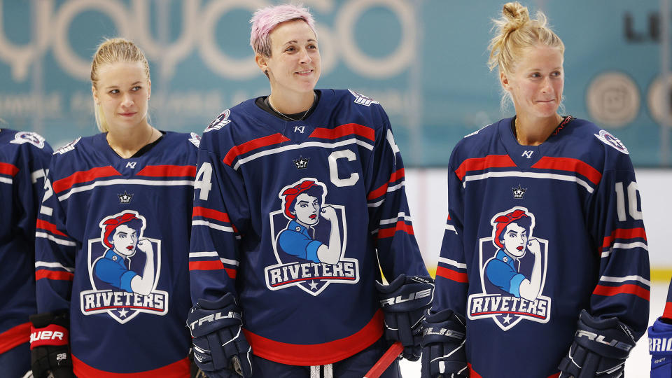 Longtime PHF star Madison Packer (C) will be among the players looking to make the jump to the new women's hockey league when it launches in January 2024. (Photo by Sarah Stier/Getty Images)