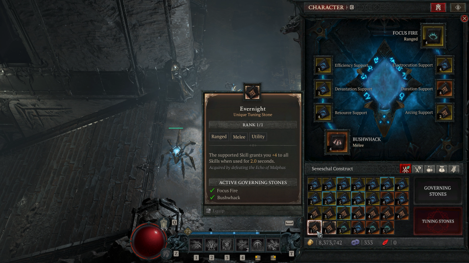 Diablo 4 screenshot of Uber Unique Evernight item for companion