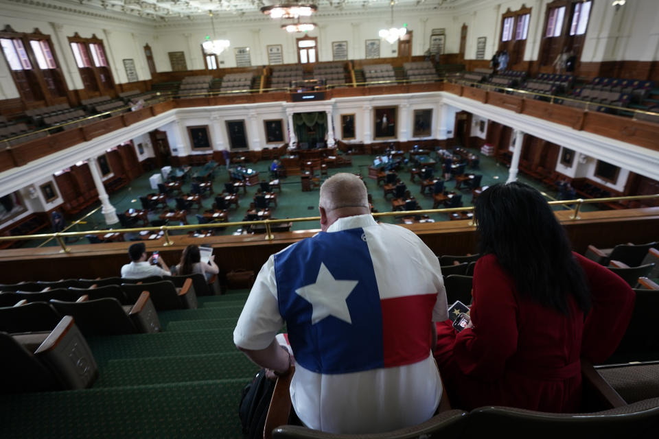 Public viewers arrive for the impeachment trial for Texas Attorney General Ken Paxton in the Senate Chamber at the Texas Capitol, Tuesday, Sept. 5, 2023, in Austin, Texas. (AP Photo/Eric Gay)