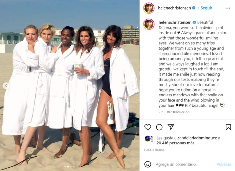  Helena Christensen se despidió de Ttjana Patitz con un sentido escrito