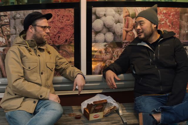 Courtesy of Netflix Seth Rogen and David Chang on 'Breakfast Lunch and Dinner'