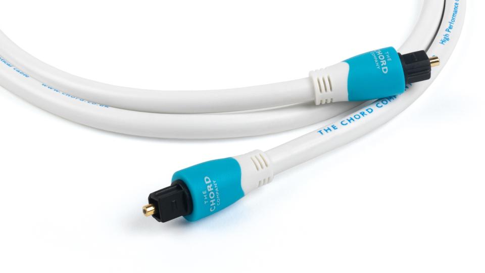A Chord-branded optical cable on a white background