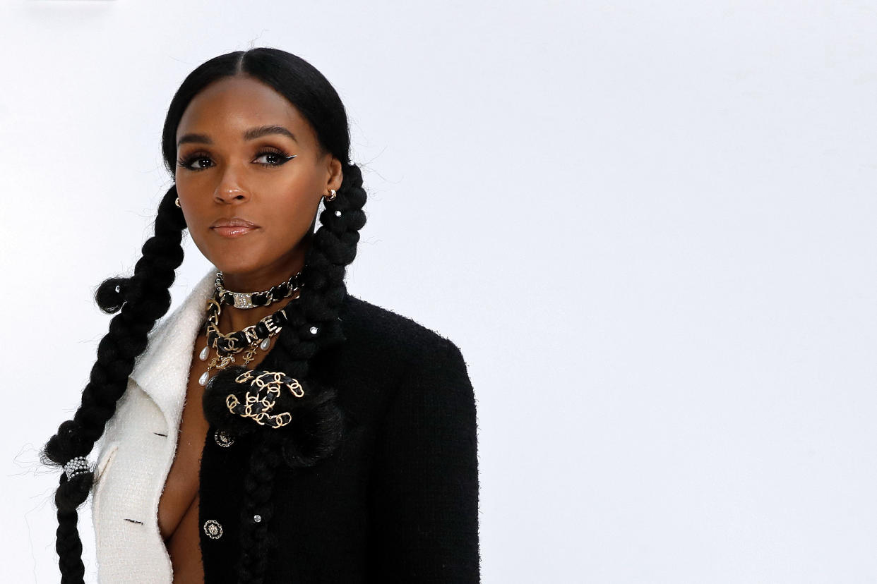 US singer, actress and producer Janelle Monae poses during the photocall prior to the Chanel Women's Fall-Winter 2020-2021 Ready-to-Wear collection fashion show at the Grand Palais in Paris, on March 3, 2020. (Photo by FRANCOIS GUILLOT / AFP) (Photo by FRANCOIS GUILLOT/AFP via Getty Images)