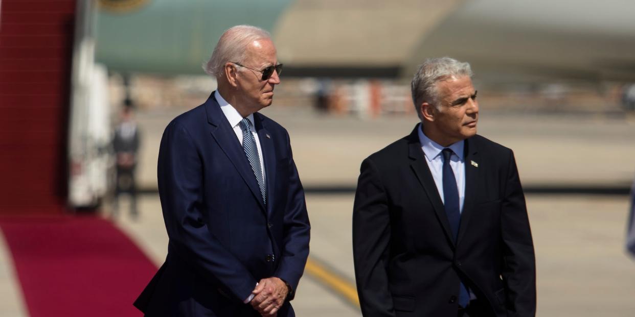 Biden standing next to the Israeli PM