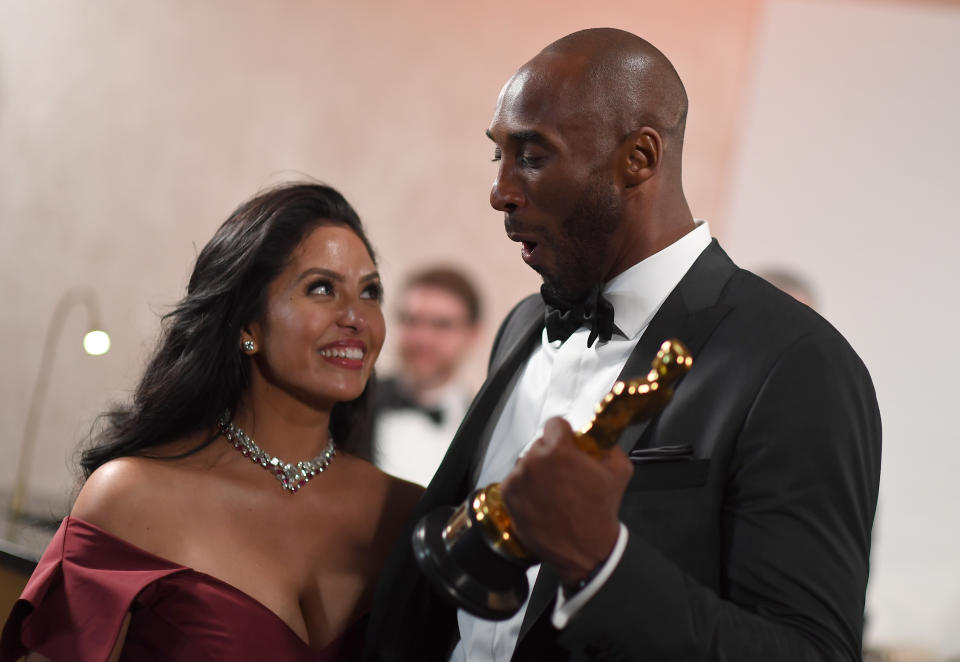 In 2018, Kobe Bryant won an Oscar for the poem he turned into a short film, Dear Basketball. <em>[Photo: Getty]</em>