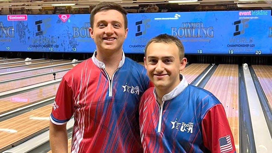 Coldwater's Alec Keplinger poses with his World Championships Doubles partner Spencer Robarge of Springfield, MO.