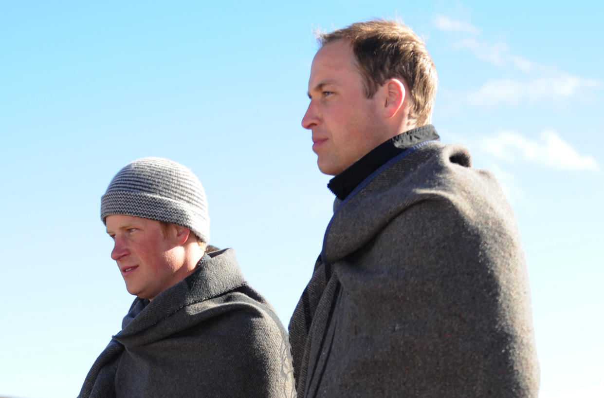 Prince William and Prince Harry visit a children's orphanage in the mountains near Semongkong, Lesotho 