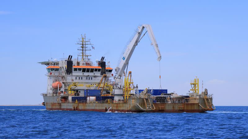 Vessel in charge of unloading oil from the decaying vessel FSO Safer is pictured off the coast of Ras Issa, Yemen, prior to the start of an operation led by the United Nations to avoid an oil spill in the Red Sea