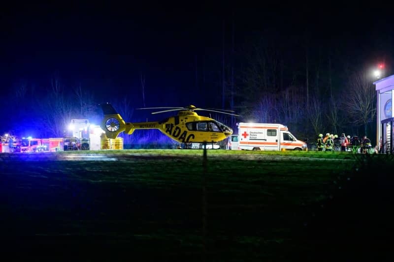 The Christoph 19 rescue helicopter station is being used as a casualty collection point during a fire at the nearby hospital.  Four people have died in a fire at a hospital in the northern German town of Uelzen, a police spokesman said on Friday. Philipp Schulze/dpa