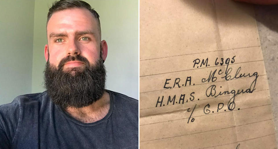 Josh Hallam, from Melbourne, is trying to find the owner of a World War II love letter his grandparents found in a cupboard.