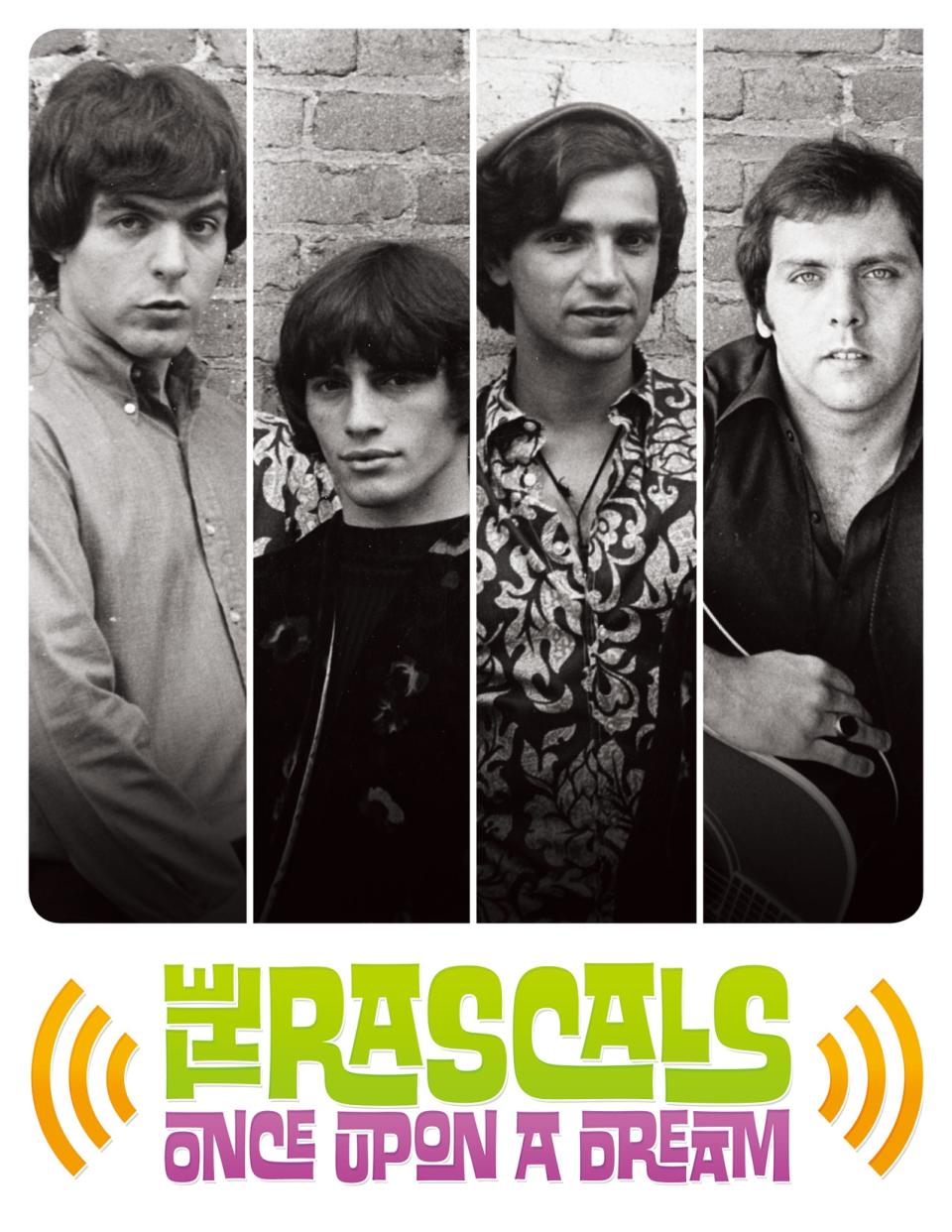 This undated promotional image released by The Hartman Group shows recording group The Rascals on a poster promoting their 15-show Broadway run of "One Upon a Dream." Steven Van Zandt has found a way to repay The Rascals who greatly influenced him by taking the original four-man band to their biggest and most unlikely stage, on Broadway. The reunited band will play 15 performances at the Richard Rodgers Theatre beginning in April 2013, a show combining live performance, video reenactments, archival concert and news footage, op-art backdrops and psychedelic lighting. (AP Photo/The Hartman Group)