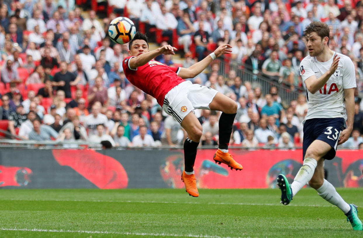 Alexis Sanchez’s excellent header was Manchester United’s equalizer against Tottenham. But some fans missed it. (Reuters)