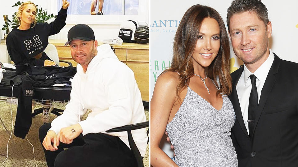 Michael Clarke has reportedly confirmed his new relationship with Pip Edwards (L) after splitting with wife Kyly (R). Images: Instagram/Getty