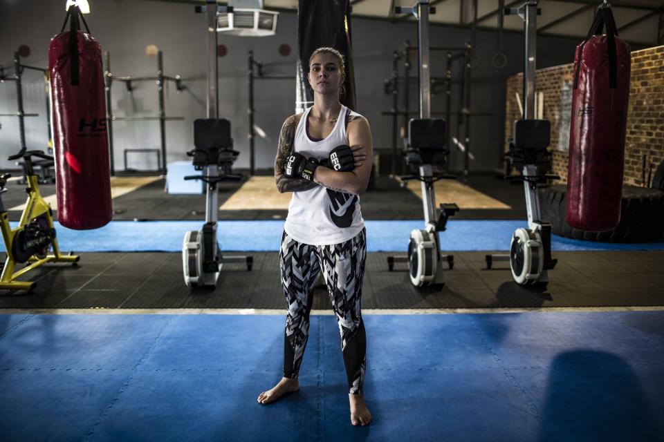 Mixed martial arts fighter Shana Power, 25, poses for a picture in the gym she co-owns in Johannesburg, South Africa, on&nbsp;Feb. 28, 2018.