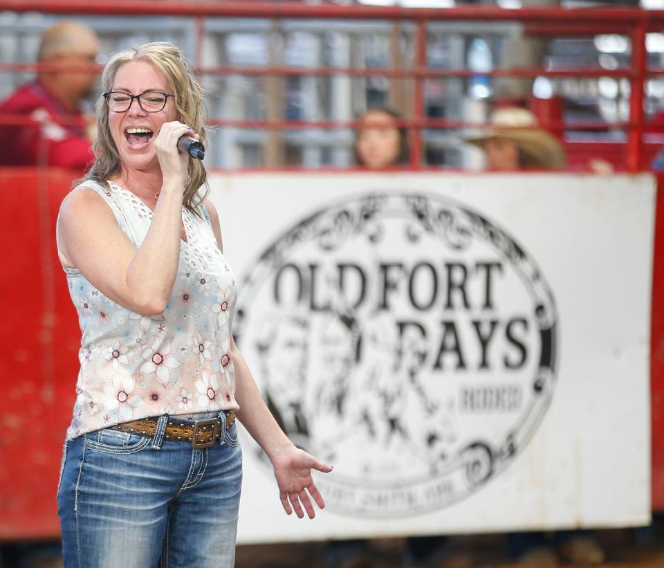 The national anthem is performed at the 89th Annual Old Fort Days Rodeo on June 1, 2022, at Kay Rodgers Park in Fort Smith.