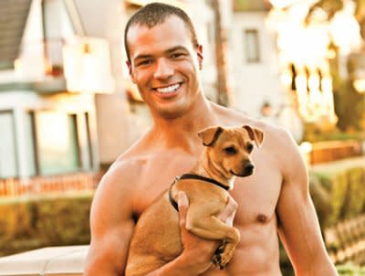 To find out what month this hot guy holding a baby animal represents, you got to buy the calendar. 