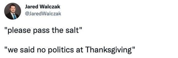 No SALT talk at Thanksgiving!