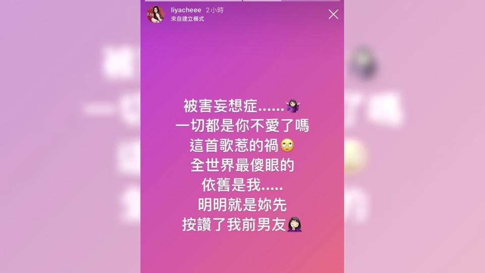 莉婭發限時動態回擊。圖／翻攝自莉婭Instagram