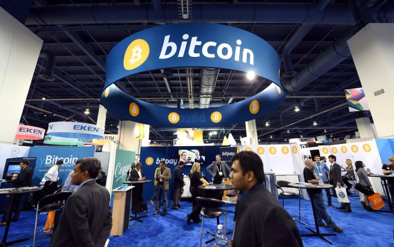 Bitcoin booth at the International CES, at the Las Vegas Convention Center in Nevada