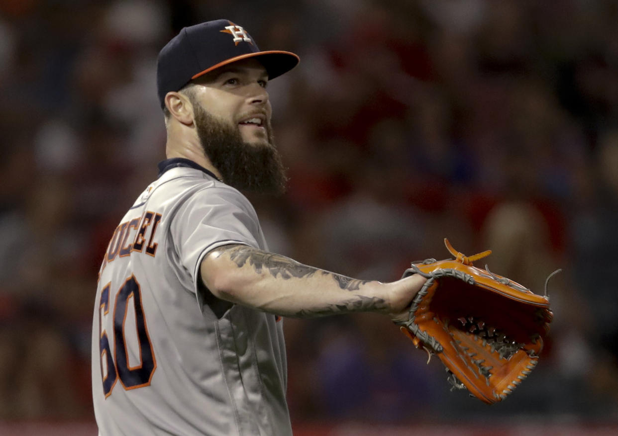 Houston Astros starting pitcher Dallas Keuchel will honor a longtime Astros clubhouse attendant with his Players’ Weekend nickname. (AP Photo)